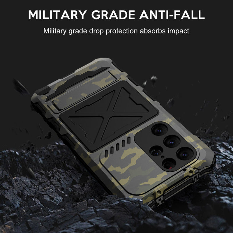 For Samsung Galaxy S23 Ultra Metal TPU Phone Case Anti-Drop Shockproof Phone Cover with Kickstand For Samsung Galaxy S23 Ultra Metal TPU Phone Case Anti-Drop Shockproof Phone Cover with Kickstand